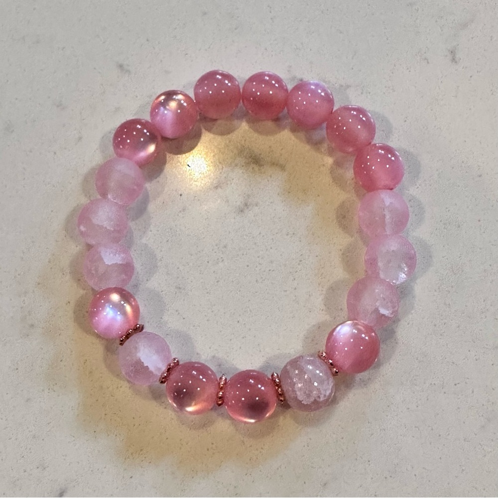 Handmade Pink Beaded Bracelet